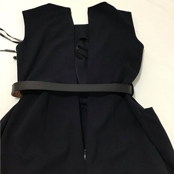 Calvin Klein Sleeveless Crew Neck Belted Scuba Crepe Crop Jumpsuit Size 2 - Picture 11 of 13